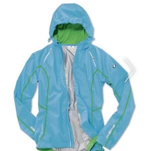 BMW Athletics jacket Spell Out Racing Full Zip Hooded Windbreaker size med